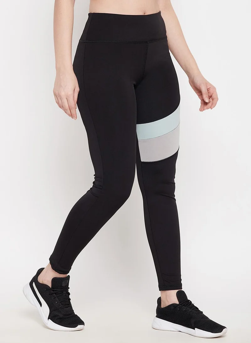 Clovia Black Snug Fit High-Rise Active Tights in Black for Women | Best Price UAE